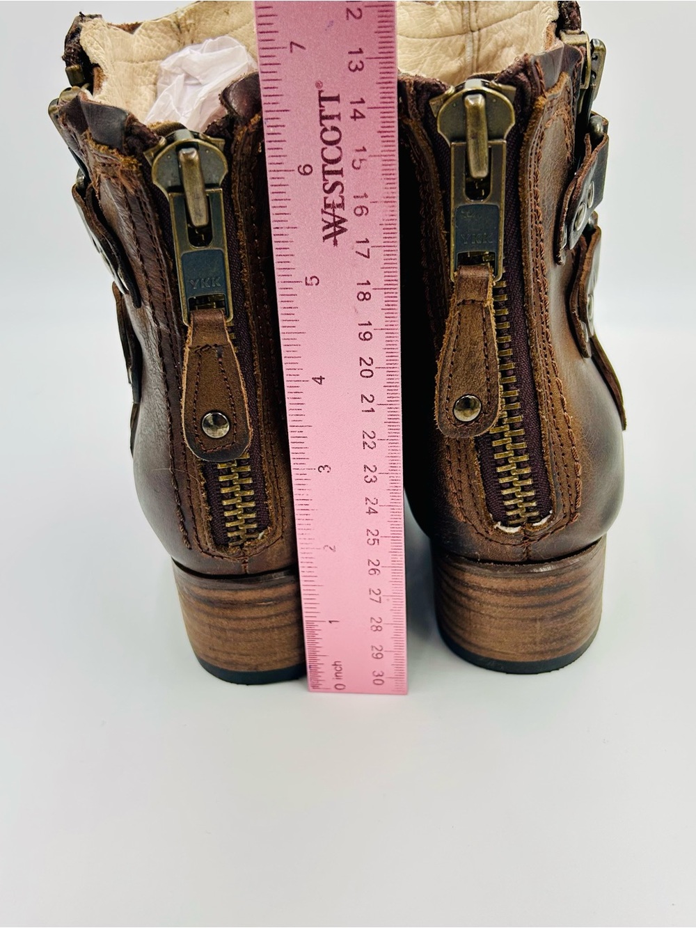 Freebird Grecko Leather Ankle Boots Women’s Size 7 Distressed Brown zippers - Picture 8 of 9